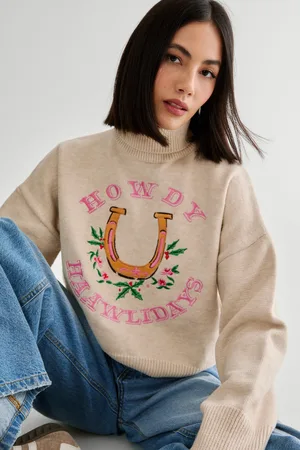 NASTY GAL Womens Howdy Haawlidays Holiday Sweater - - Size Large