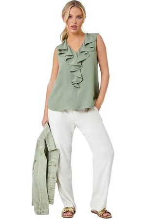 Roman Womens Petite Frill Front Vest Top - - Size 16 UK