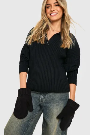 Boohoo Womens Cable Knit Mitten Gloves - - One Size