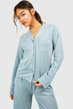 Boohoo Womens Loungewear Button Front Long Sleeve Shirt - - Size 14 UK