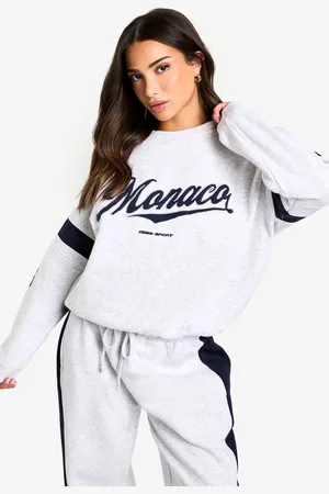 Boohoo Womens Petite Santa Monaco Panel Detail Oversized Sweatshirt - Cotton - Size Medium