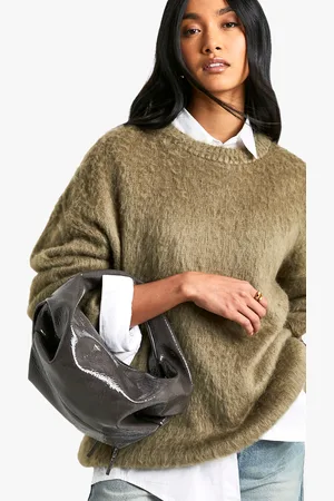 Boohoo Womens Textured Patent Slouchy Grab Bag - - One Size