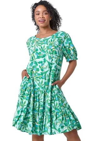 Roman Womens Petite Floral Tiered Smock Dress - - Size 12 UK