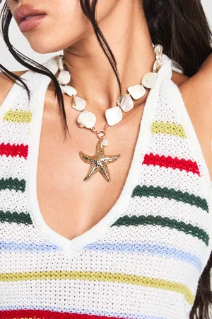 Boohoo Womens Shell Starfish Charm Necklace - - One Size