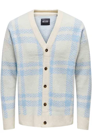 Only & Sons Mens Men’s Jumpers Long Sleeve Check Knitted Sweater - - Size 2XL