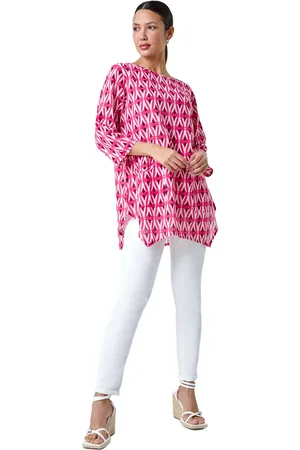 Roman Womens Cotton Geometric Pocket Longline Tunic Top - - Size 16 UK