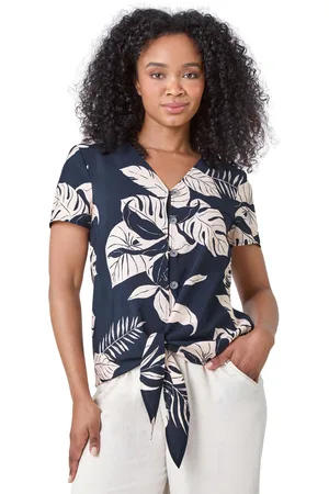 Roman Womens Petite Tropical Tie Detail Top - - Size 14 UK
