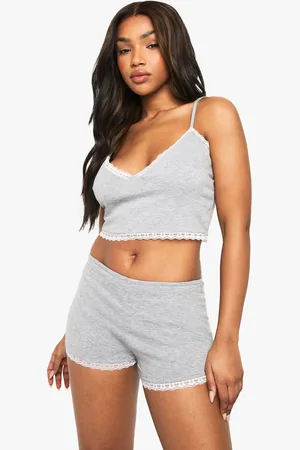 Boohoo Womens Lace Trim Jersey Cami & Shorts Pyjama Set - - Size 6 UK