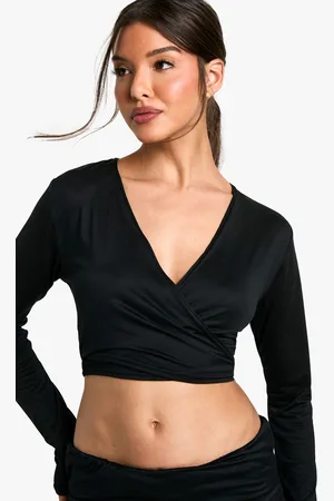 Boohoo Womens Loungewear Soft Touch Tie Front Wrap Top - - Size 6 UK