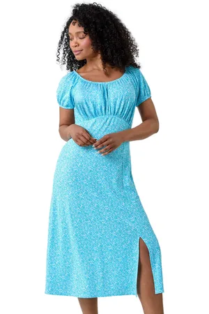 Roman Womens Petite Ditsy Print Midi Stretch Dress - - Size 16 UK