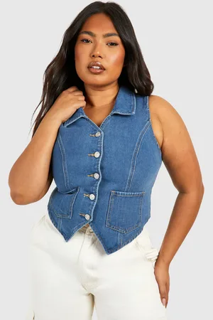 Boohoo Womens Plus Waistcoat Denim Top - Cotton - Size 18 UK