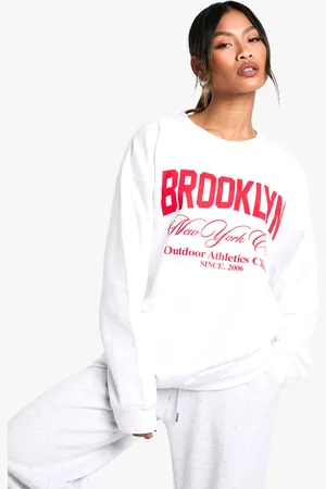 Boohoo Womens Brooklyn Outdoor Athletics Club Oversized Sweatshirt - Cotton - Size Large