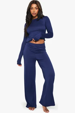 Boohoo Womens Loungewear Soft Peached Long Sleeve Top & Trousers Pyjama Set - - Size 6 UK