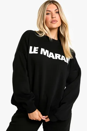 Boohoo Womens Le Marais Slogan Crew Neck Oversized Sweatshirt - Cotton - Size Small