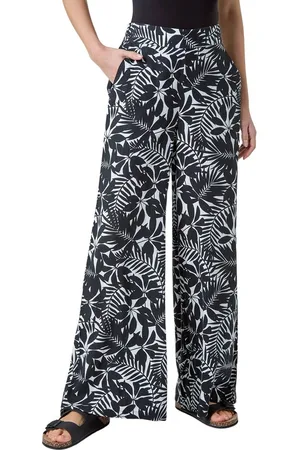 Roman Womens Leaf Linen Blend Wide Leg Trousers - - Size 10 UK
