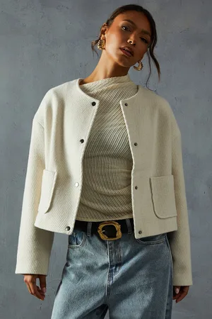MissPap Womens Wool Look Textured Jacket - - Size Large