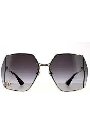 Gucci Square Womens Grey Gradient Sunglasses Metal - One Size
