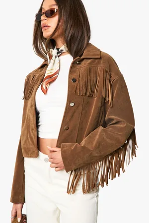 Boohoo Womens Suede tassel jacket - - Size Medium