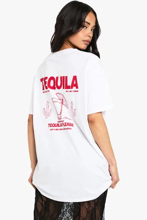 Boohoo Womens TEQUILA OVERSIZED BACK PRINT OVERDYED TSHIRT - Cotton - Size Small
