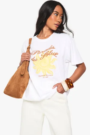 Boohoo Womens Paradis Du Soleil Oversized Printed T-shirt - Cotton - Size Small