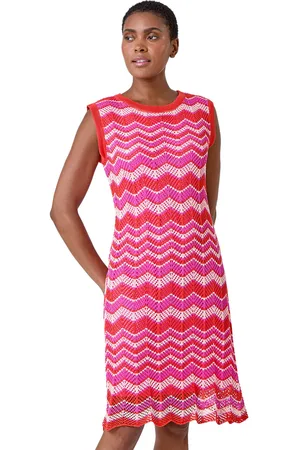 Roman Womens Zig Zag Print Knitted Shift Dress - - Size 14 UK