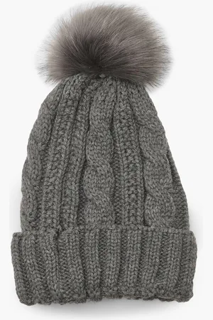 Boohoo Womens Cable Knit Faux Pom Beanie - - One Size