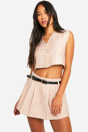 Boohoo Womens Woven Pinstripe Super Crop Waistcoat - - Size Small