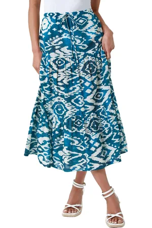 Roman Womens Petite Aztec Print Cotton Midi Skirt - - Size 16 UK