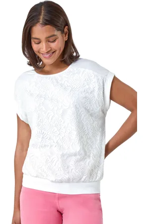 Roman Womens Lace Panel Stretch Jersey Top - - Size 10 UK