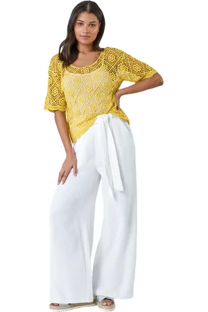 Roman Womens Cotton Crochet T-Shirt - - Size 20 UK