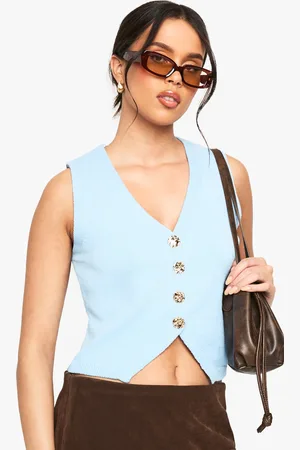 Boohoo Womens Soft Knit Gold Button Waistcoat - viscose - Size Small