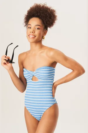Gini London Womens Twist Front Textured Swimsuit - - Size 12 UK