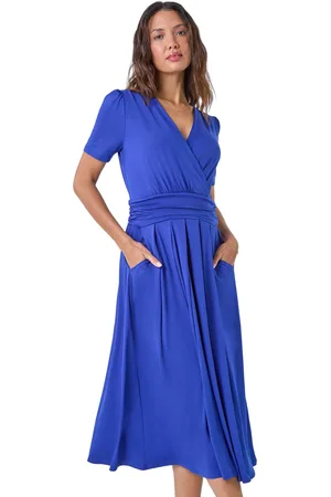 Roman Womens Gathered Wrap Stretch Midi Dress - - Size 18 UK