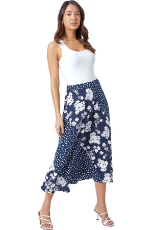 Roman Womens Mixed Floral Spot Print A Line Midi Skirt - - Size 16 UK