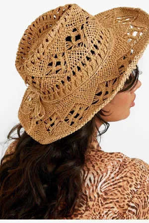 Boohoo Womens Straw Western Cowboy Hat - - One Size