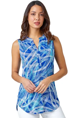 Roman Womens Textured Spot Print Sleeveless V-Neck Top - - Size 10 UK