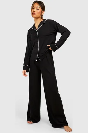 Boohoo Womens Loungewear Tie Waist Wide Leg Trousers - - Size 10 UK