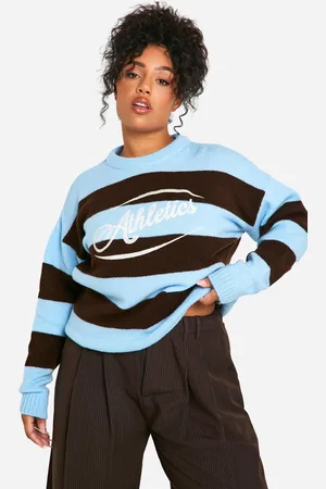 Boohoo Womens Plus Athletic Embroidered Oversized Knitted Sweat - - Size UK 16-18 (Womens)
