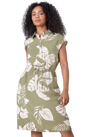 Roman Womens Petite Tropical Print Shirt Dress - - Size 16 UK