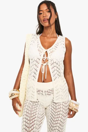 Boohoo Womens Crochet Tie Waistcoat - - Size Small