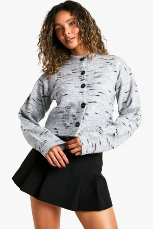 Boohoo Womens Soft Knit Marl Boxy Knitted Cardigan