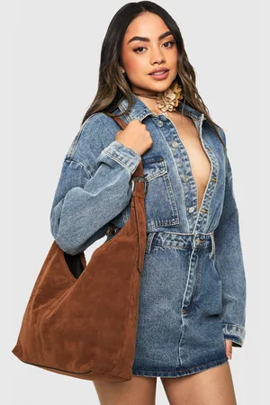 Boohoo Womens Western Buckle Faux Suede Slouchy Shoulder Bag - - One Size
