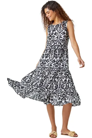 Roman Womens Baroque Tiered Smock Midi Dress - - Size 18 UK