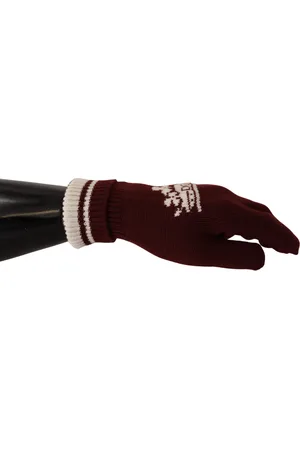 Dolce & Gabbana Mens Patterned Cashmere Gloves with Byzantine Crown Detail - - Size 7 (Gloves)