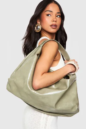 Boohoo Womens Textured Patent Slouchy Shoulder Bag - - One Size