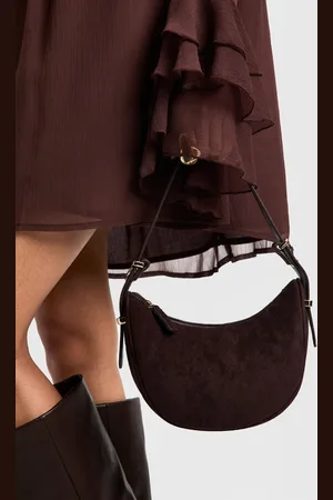 Boohoo Womens Faux Suede Half Moon Structured Grab Bag - - One Size