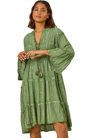 Roman Womens Shimmer Tie Detail Smock Dress - - Size 12 UK
