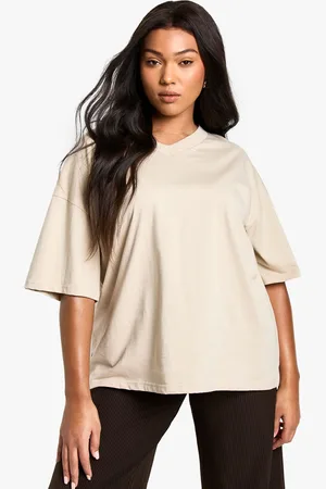 Boohoo Womens Plus Cotton Oversized V Neck T-Shirt - - Size 20 UK