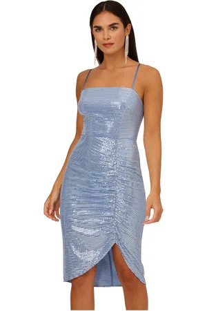 Adrianna Papell Womens Metallic Knit Rouched Dress in - Size 6 UK
