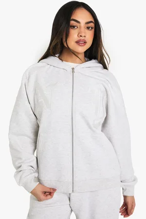 Boohoo Womens NY Embroidered Oversized Zip Through Hoodie - Cotton - Size Large